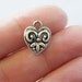 6 Heart charms ( double sided ) 14 x 11mm antique silver tone ( FREE combined shipping )