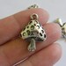 4 Mushroom charms 26 x 18mm antique silver tone
