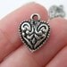 5 Heart charms 17 x 14mm antique silver tone
