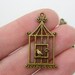 4 Bird cage pendants 31 x 18mm antique bronze tone