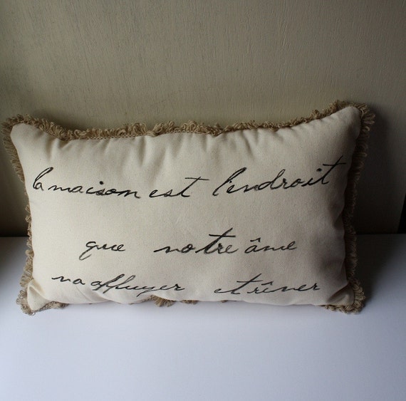 french script pillow