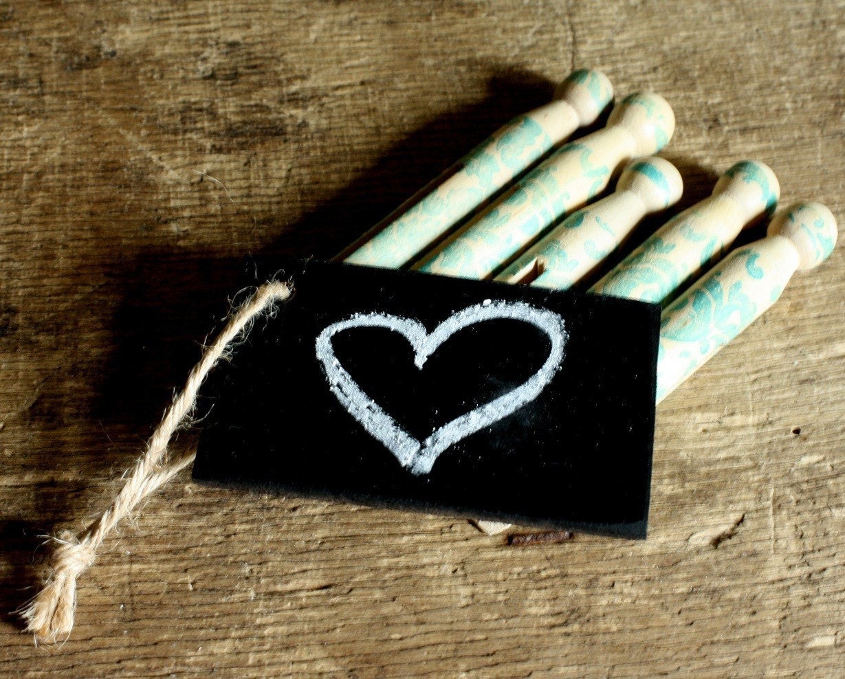 blue damask clothes pins by on Etsy