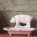 Cast Iron Pig Business Card Holder/ Soap Dish Painted in Light Pink