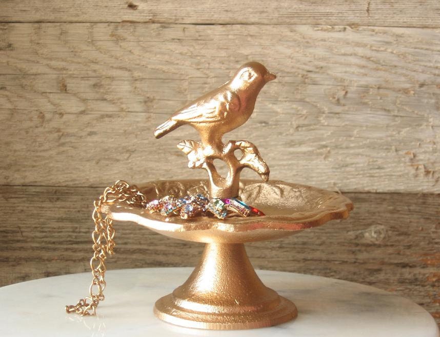 Cast Iron Bird Bath Jewelry Holder