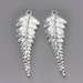 8pcs fern leaf pendants connectors -Bright silver plated -2 loops-front and back loops