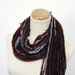 Burgundy and Grey Fringe Scarf
