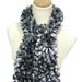 Black and Gray Ruffle Scarf - Designer Hand Knit