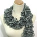 Gray Knit Ruffle Scarf Women Scarves Fashion Handmade