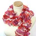 Hand Knit Lacy Ruffled Scarf - Tangerine, Pink, Red