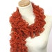Tangerine Hand Knit Ruffled Scarf - Orange