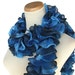 Blue Hand Knit Ruffled Scarf