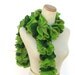Hand Knit Ruffled Scarf -Green