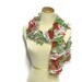 Holiday Hand Knit Scarf - Ruffled - Green Red Gray White