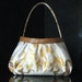 Gold flying Cranes vintage kimono bag white and gold