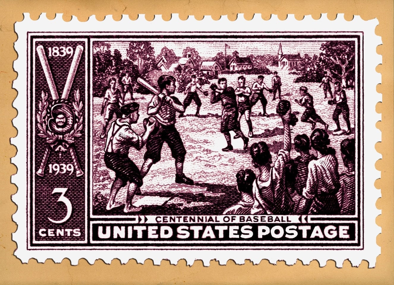 BASEBALL stamp Etching.