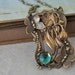THROUGH the GARDEN WINDOW, antique brass necklace with butterfly and vintage glass jewel