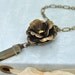 THE ORACLE, vintage style antique brass rose necklace with genuine smoky color crystal drop