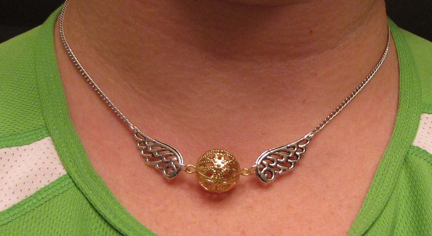 Golden Snitch Necklace by AngelTreeGems on Etsy