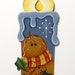 Gingerbread on Candle Shaped Ornament, Handpainted Wood