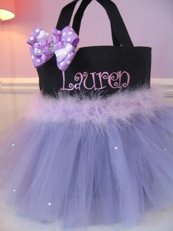 Items similar to Embroidered Dance Bag Personalized Girls Tote
