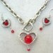 WINTER SALE Tiffany-Style Sterling Heart Necklace/Bracelet, crystal beads & sterling silver chain, matching earrings, by SandraDesigns