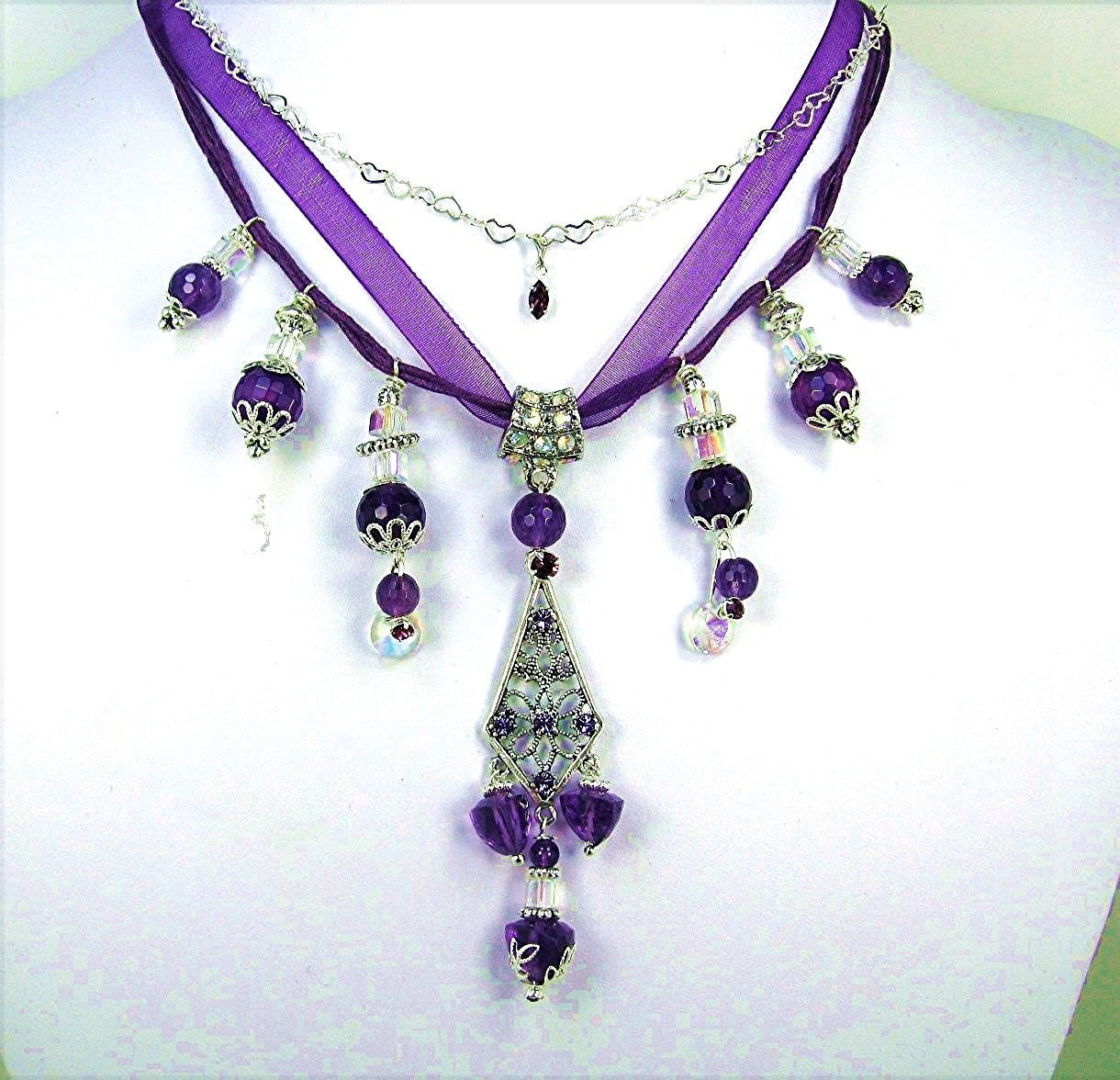 Purple Purple Amethyst Gemstone Necklace Necklace By Fantasydesign 6983