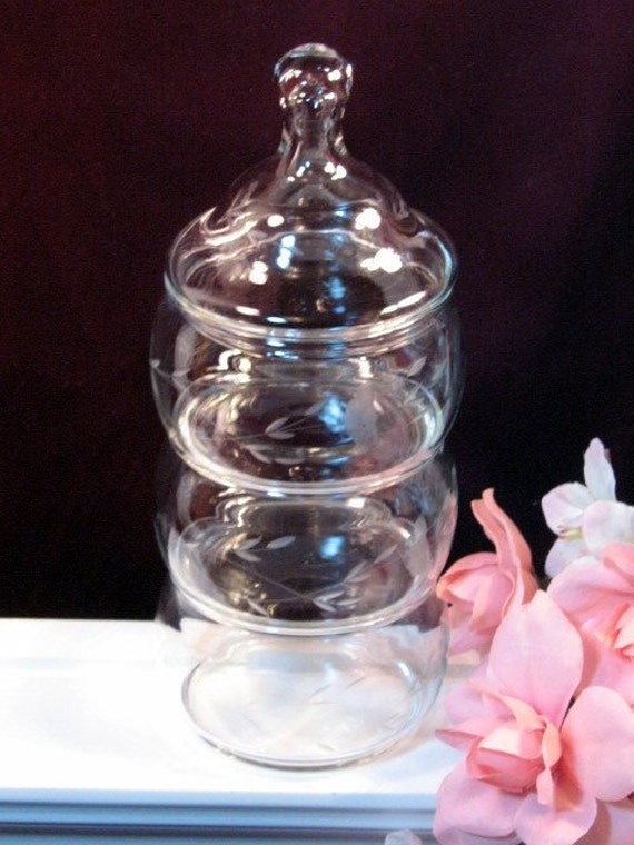 Vintage Princess House Heritage Crystal Stacking Candy Dish