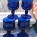 Tiara Kings Crown Thumbprint Cobalt Blue Wine Goblet Indiana Glass Set