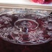 Vintage Fostoria Glass Heather Etched Footed Cake Plate Stand
