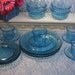 Vintage Fortecrisa Blue Glass Dinnerware Plate Cup Saucer Bowl Set