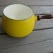 Vintage Bright Yellow Fondue Pot, Wooden Handle, Vintage Kitchen, Mustard, Sunny