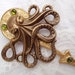 Cthulhu brooch brass green crystal steampunk pin Lovecraft