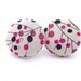 Cute Fabric Button Earrings, pink, black, white, polka dots