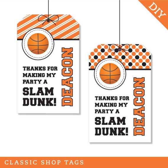 Basketball Party Personalized DIY printable favor by Chickabug