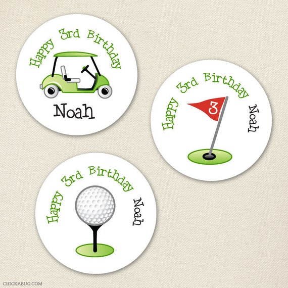 Golf party - Custom stickers - Sheet of 12 or 24 Il_570xn
