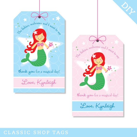 items similar to mermaid party personalized diy printable favor tags