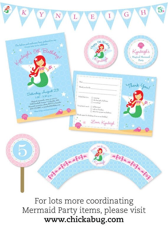 Mermaid Party Personalized DIY printable favor tags Choose