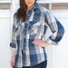 LAST CHANCE Vintage Navy and Ivory Boyfriend Flannel
