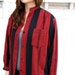LAST CHANCE Vintage Scarlet Red and Black Striped Linen Button Up