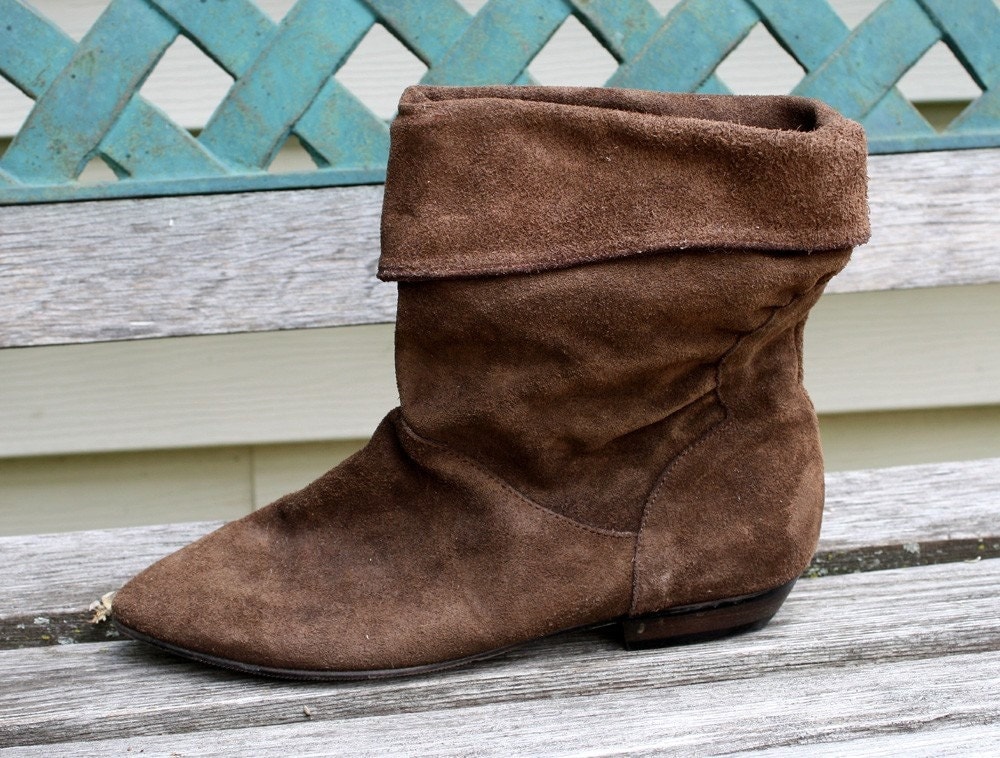 tan leather slouch ankle boots
