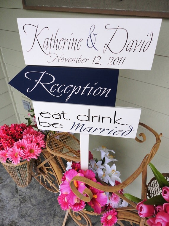 Items Similar To Wedding Sign Wooden Directional Signs With Arrows And Bride And Groom Names 8068