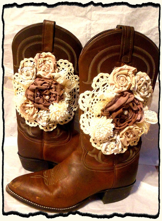 Vintage Ladies Cowboy Boots Western Farmhouse chic Bohemian shabby chic Fabric rose Embellished shoes Gypsy, true rebel clothing