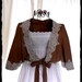 Upcycled Free People Shrug Cardigan Chocolate brown Ecru Lace Urban Chic Eco Recycled Med Shirt