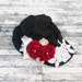 Urban Shabby chic Cap rose embellished Parisian newsboy cap rustic cottage chic red rose vintage applique Black winter hat