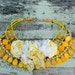 Shabby chic Funky Glam Chic Statement Necklace Valentine Love Bib Necklace Birthday Cake Roses Yellow Beaded French Market