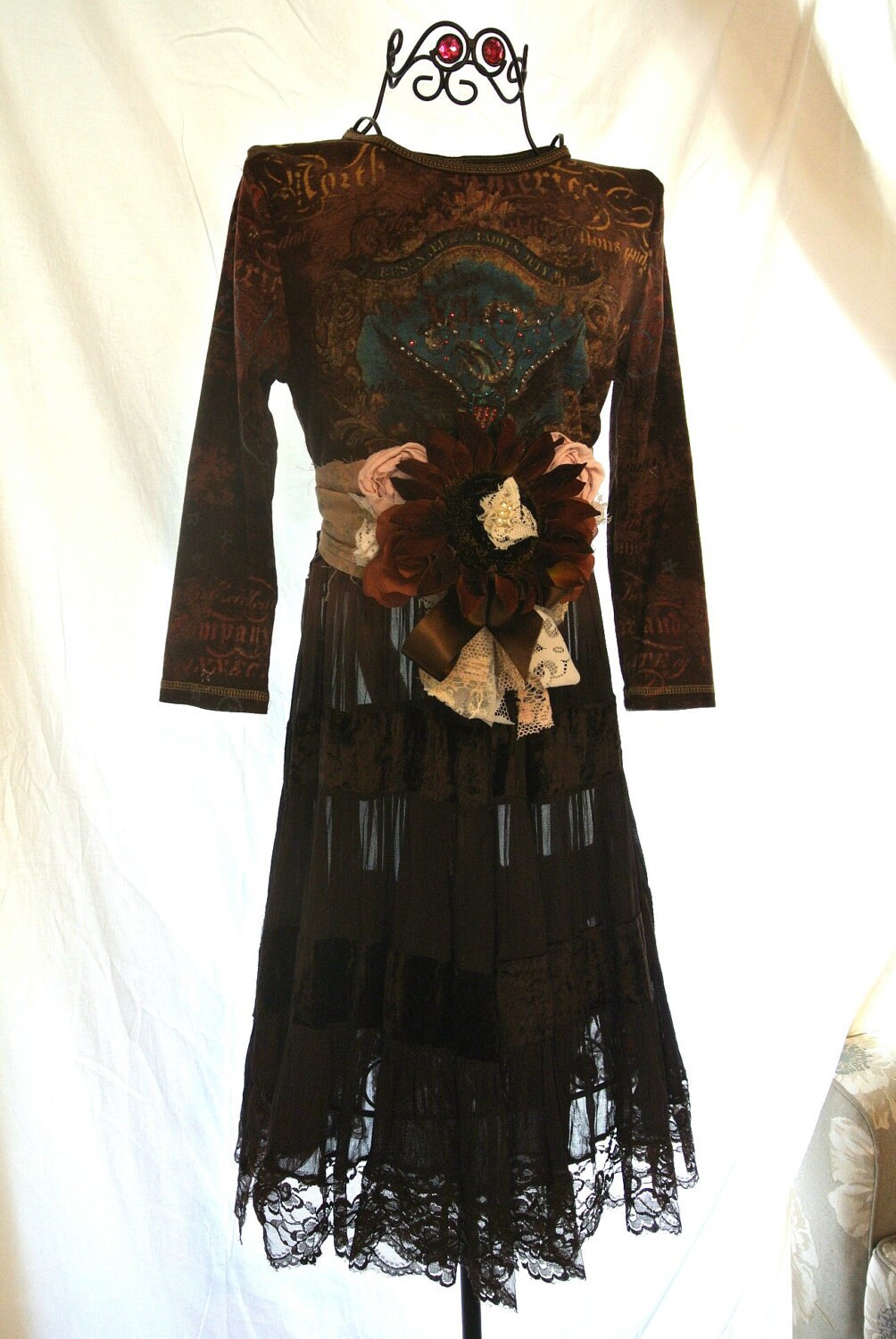 Cowgirl Glam Lace dress gypsy rose brown western sheer