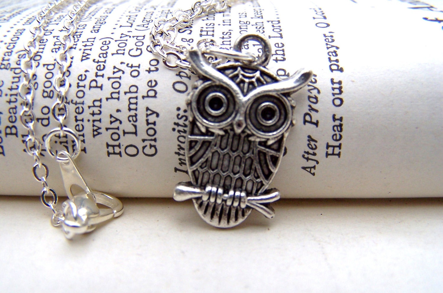 Silver Owl Necklace Branch Cute Little Owl Jewelry Under 10