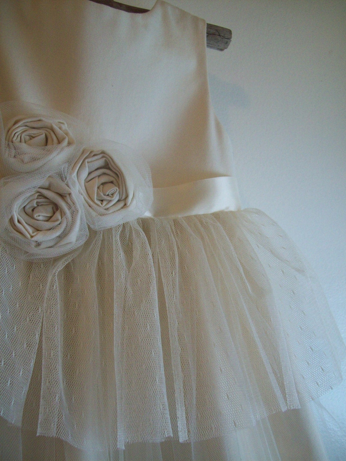 Vintage style Flower Girl Dress natural Organic cotton