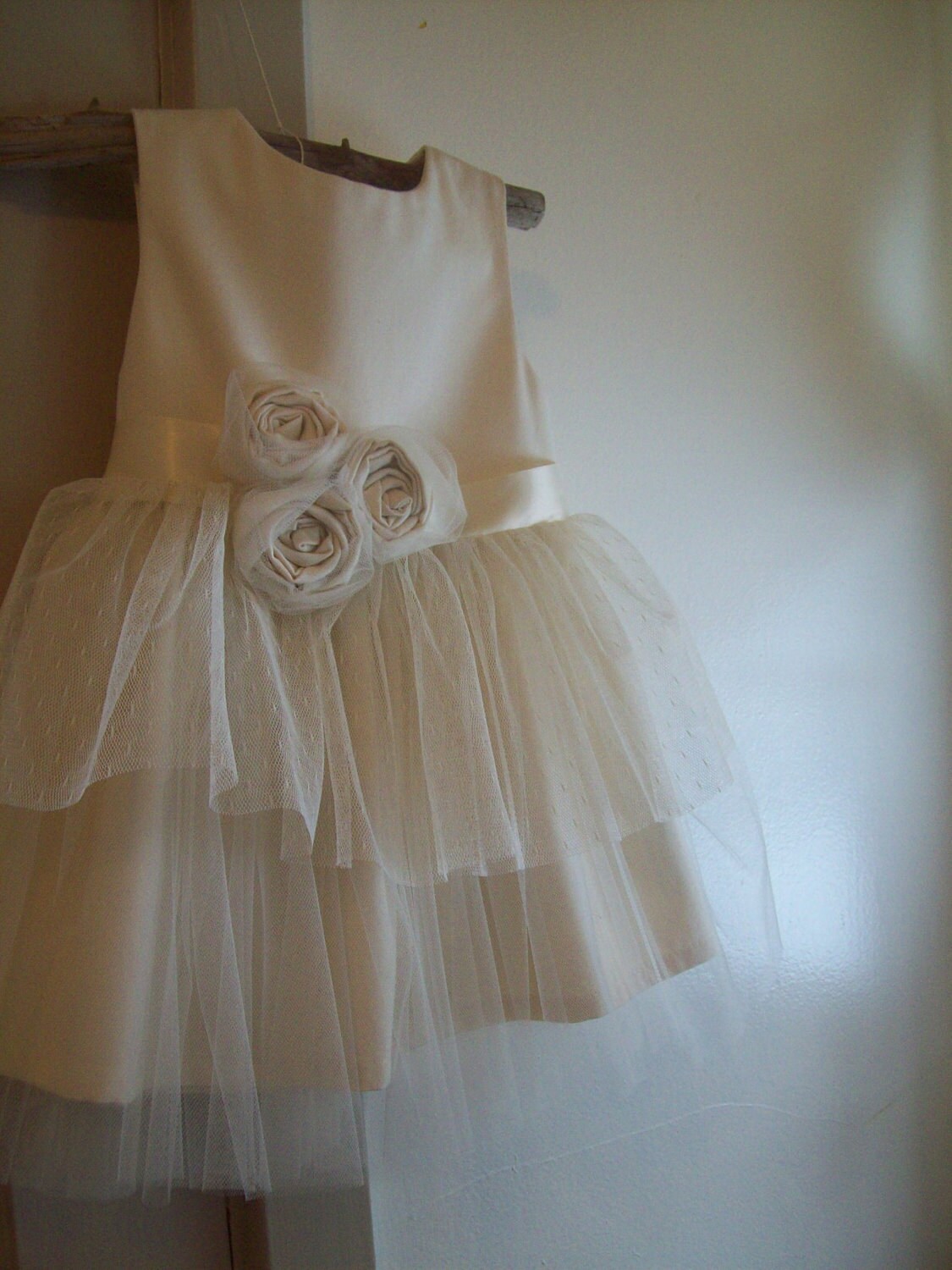 Vintage style Flower Girl Dress natural Organic cotton