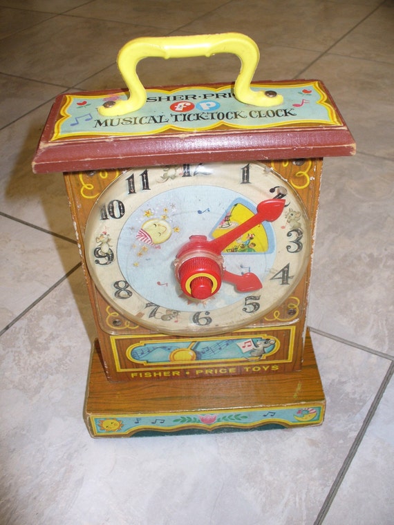 Vintage RARE Fisher Price Musical Tick Tock Clock Learning Toy